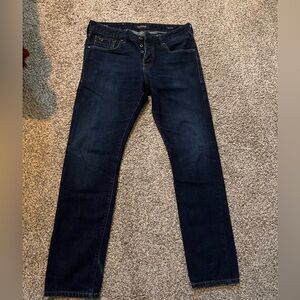 Scotch & Soda Dark Blue Denim Jeans with Brown Leather Patch